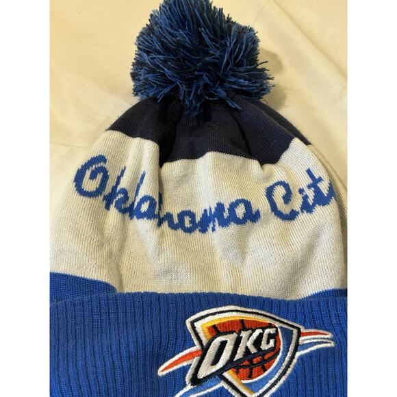 OKC Thunder Oklahoma City Knit Pom Stocking Cap Winter Beanie Toque Hat - Picture 3 of 6